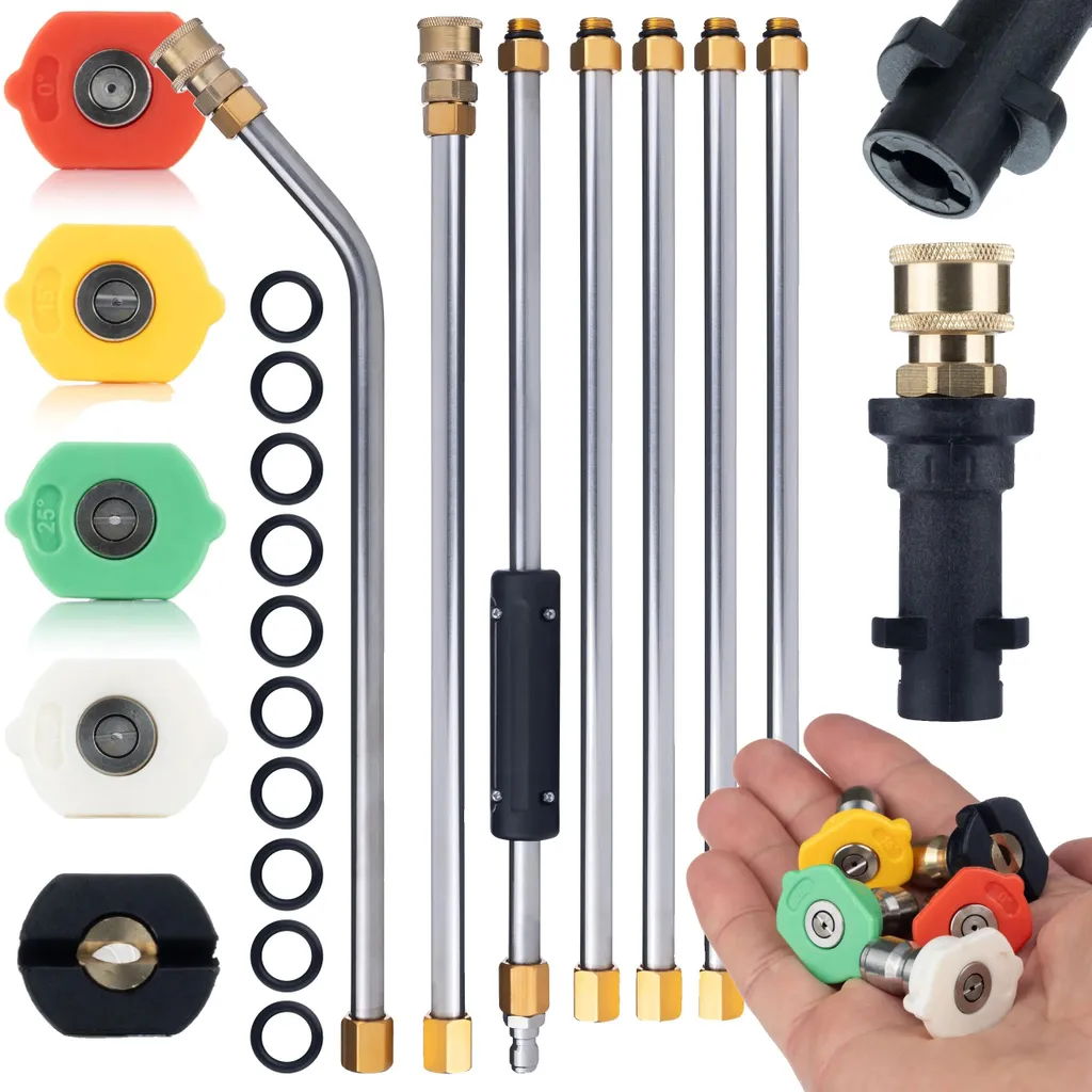 Lance haute pression 5 buses interchangeables et raccord type 1 rouge
