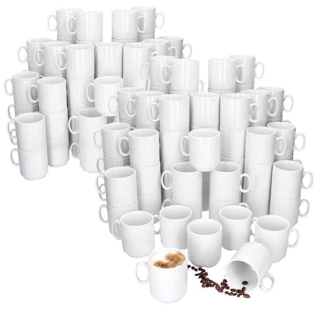 96er Set Event Kaffeebecher 250ml weiß Porzellan-Tassen Produktbild 