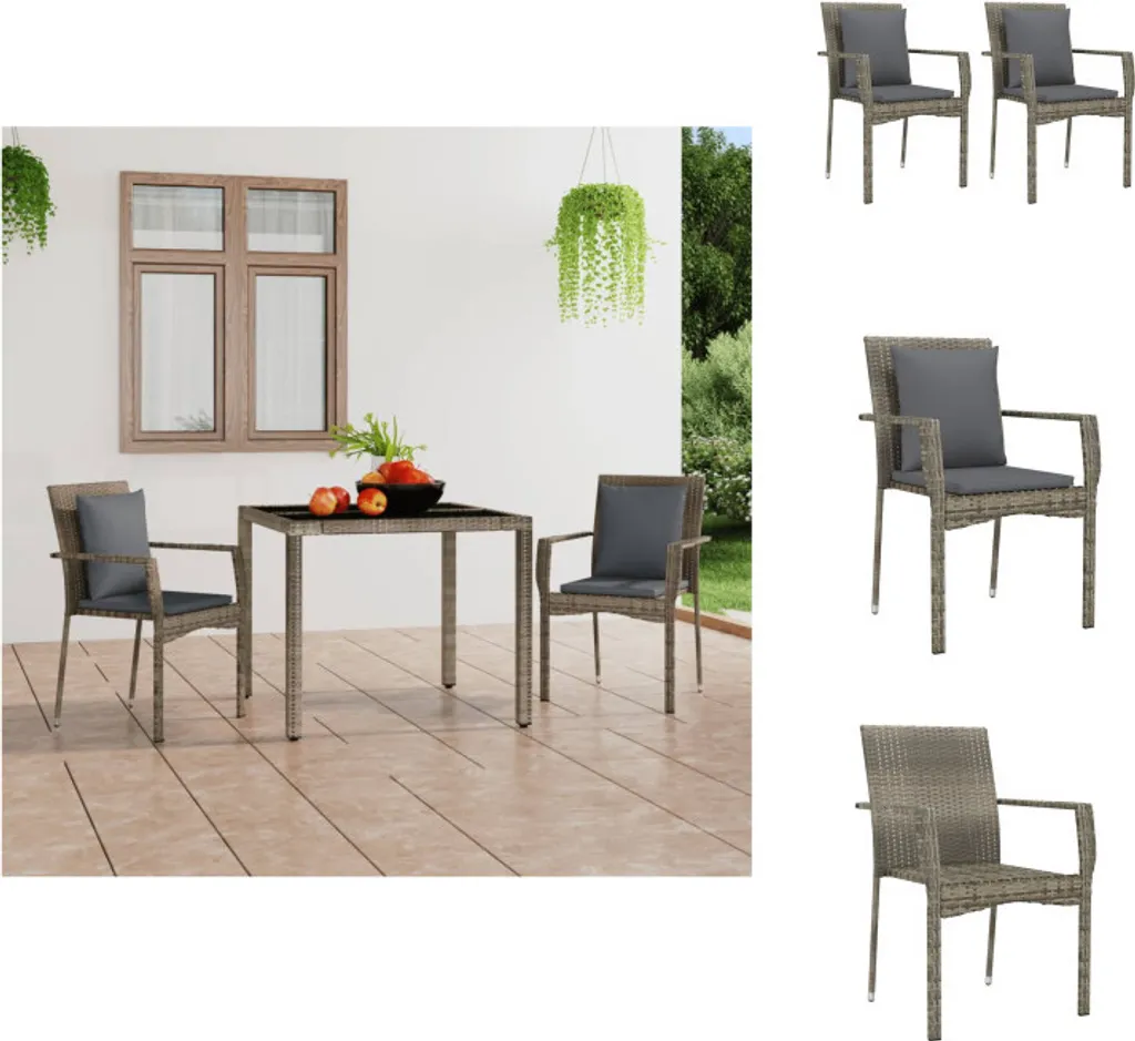 Set 2 Sedie vidaXL Grigio Poly Rattan: Arredo Giardino di Design