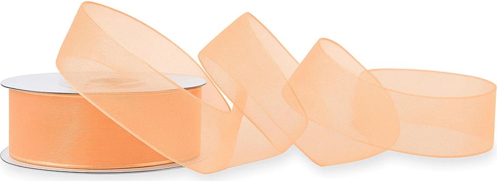 Organzaband 25mm x 25m Rolle Apricot Produktbild 