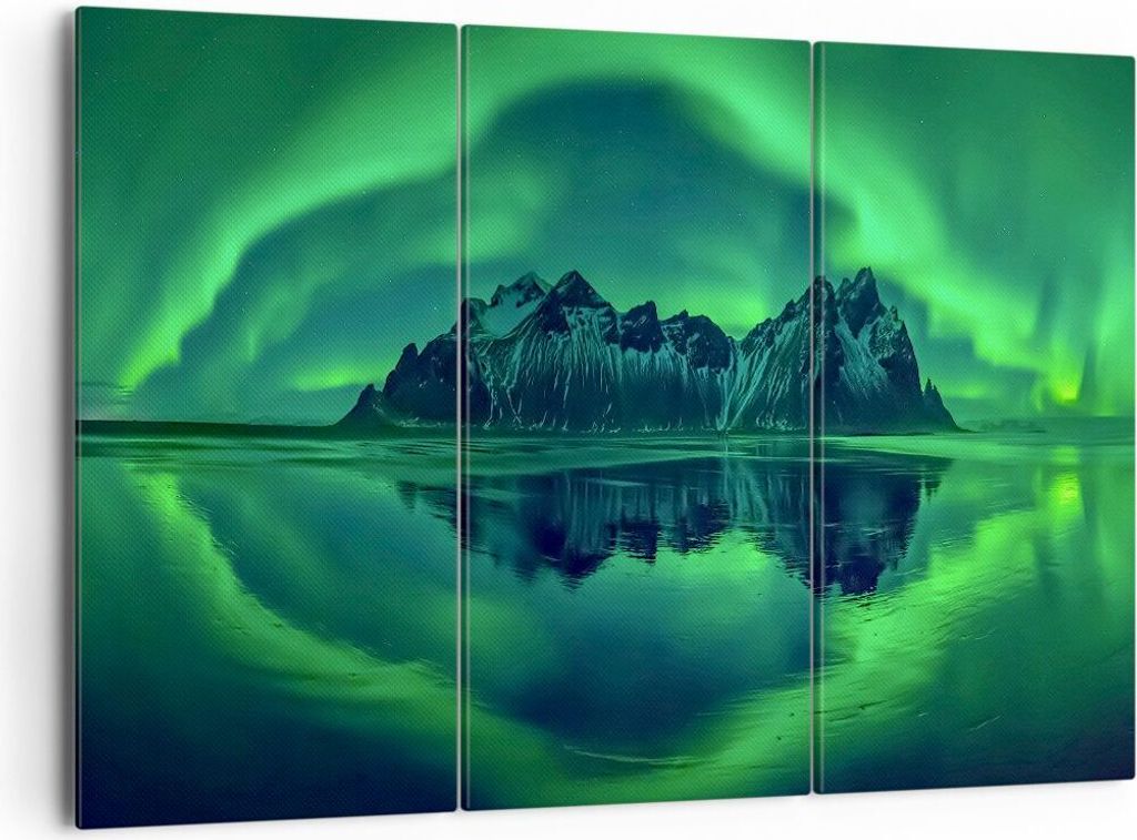 Bild auf Leinwand - Leinwandbild - Berg Gletscher Wasser - 165x110cm - Wand Bild - Wanddeko - Leinwanddruck - Bilder - Kunstdruck - Wanddekoration ...