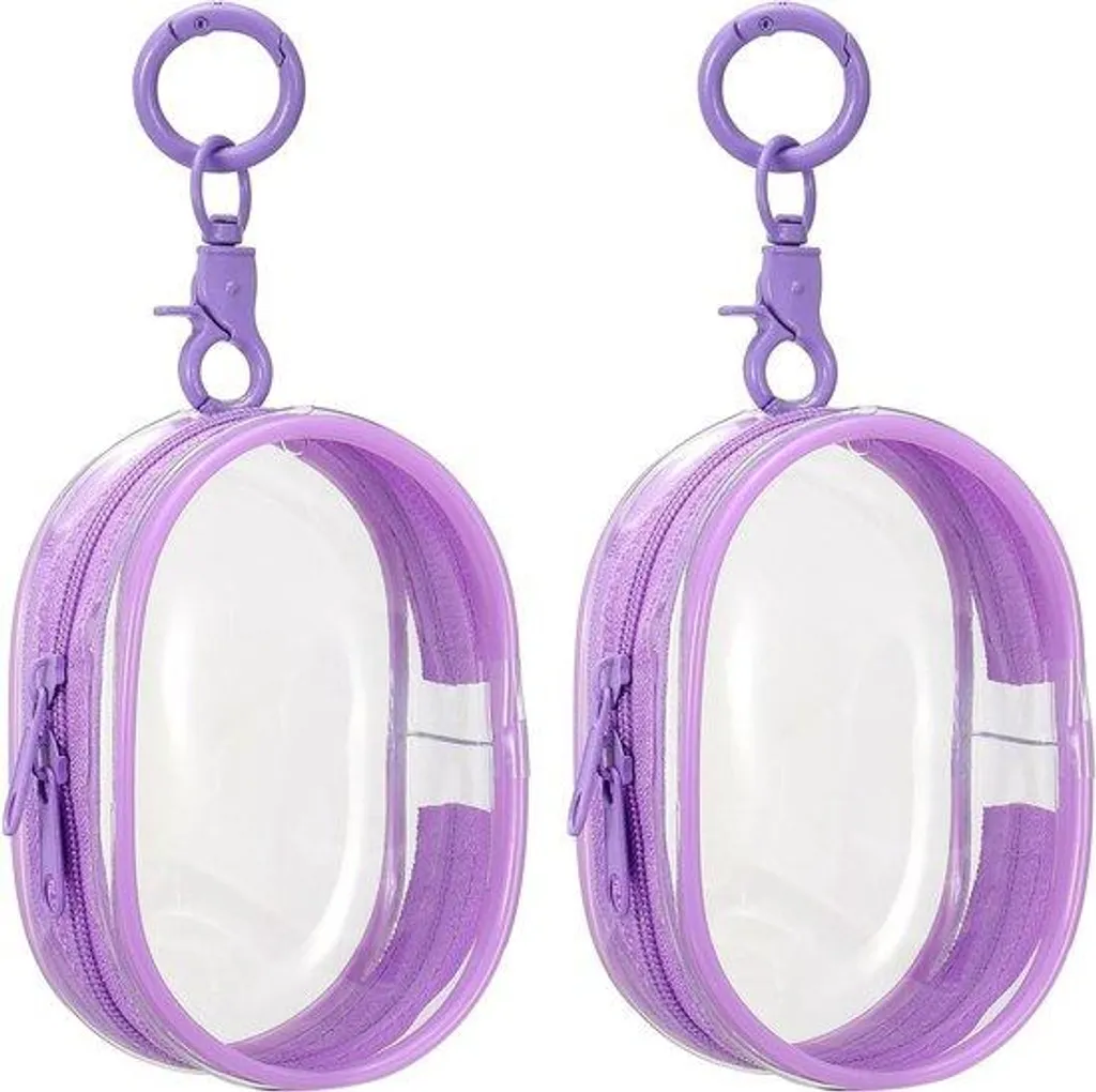 Lot de 2 pochettes de présentation PVC transparentes violettes à zip