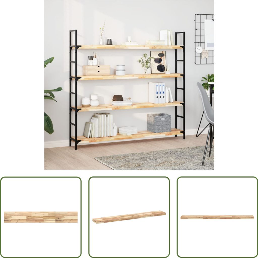 The Living Store Schweberegal 120x20x4 cm Massivholz Akazie Unbehandelt