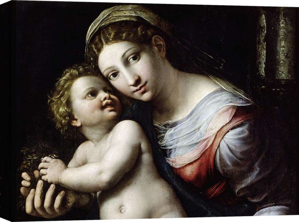 Leinwandbild - Giulio Romano, Madonna mit Kind (detail) – 60x40 cm