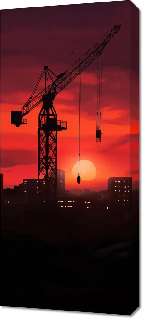 Tableau Image 40 x 90 cm Crépuscule sur le chantier pour Déco Murale