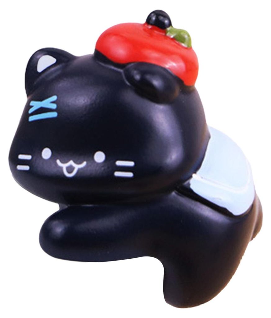 1/4 Stück Frucht Schwarze Katze Figur Computermonitor Dekoration Cartoon Kätzchen Statue Skulptur Zuhause Büro Auto Armaturenbrett Ornament