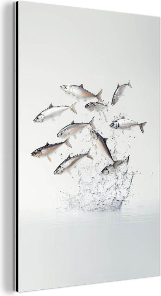 MuchoWow Wanddekoration Metall Metallbild Wandkunst 100x150 cm Fisch - Wasser - Weiß MuchoWow Aluminium Gemälde - Bild