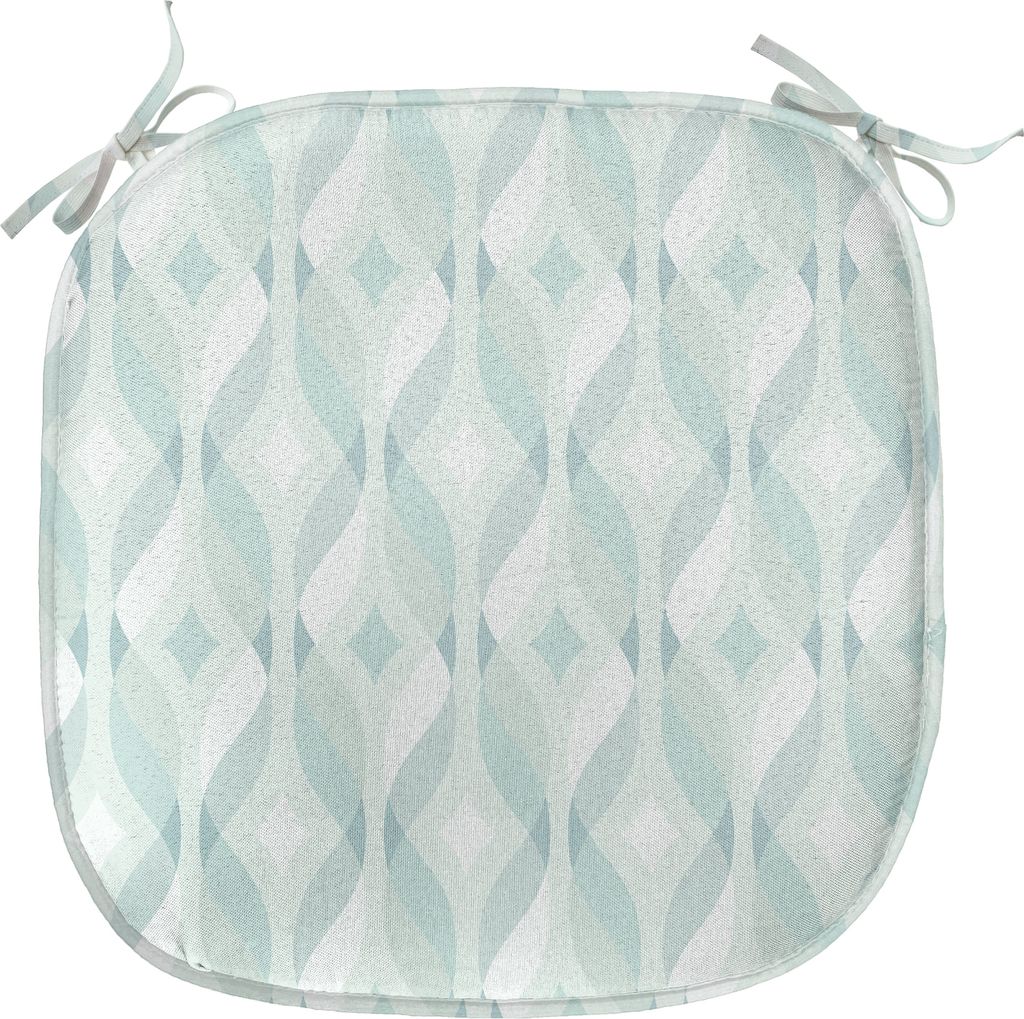 ABAKUHAUS Seafoam Polster für Esszimmerstühle, Verschlungene Linien Rhombus, Dekoratives wasserfestes Kissen mit Riemen für Küchensitze, 40 cm ...