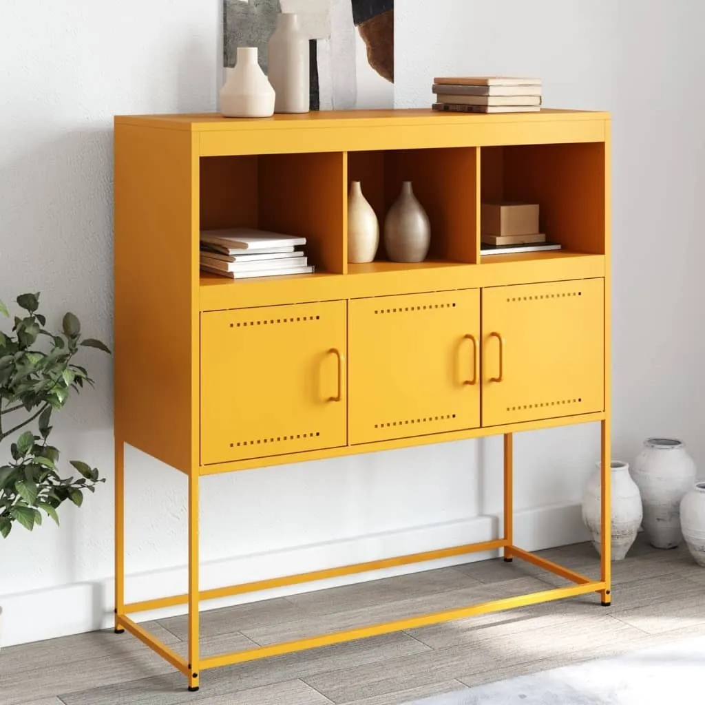 vidaXL Credenza giallo senape 100,5x39x107 cm acciaio