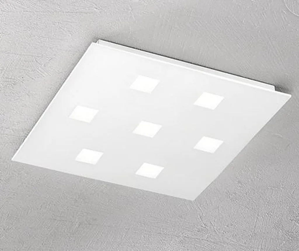 Plafonnier Design 7 Lumières GX53, Métal Blanc Épuré Format 59,5x59,5cm