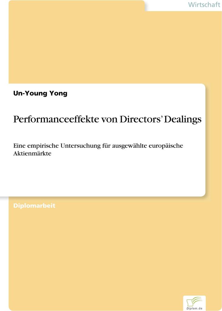 Performanceeffekte von Directors’ Dealings, Deutsch, Taschenbuch, 72 Seiten