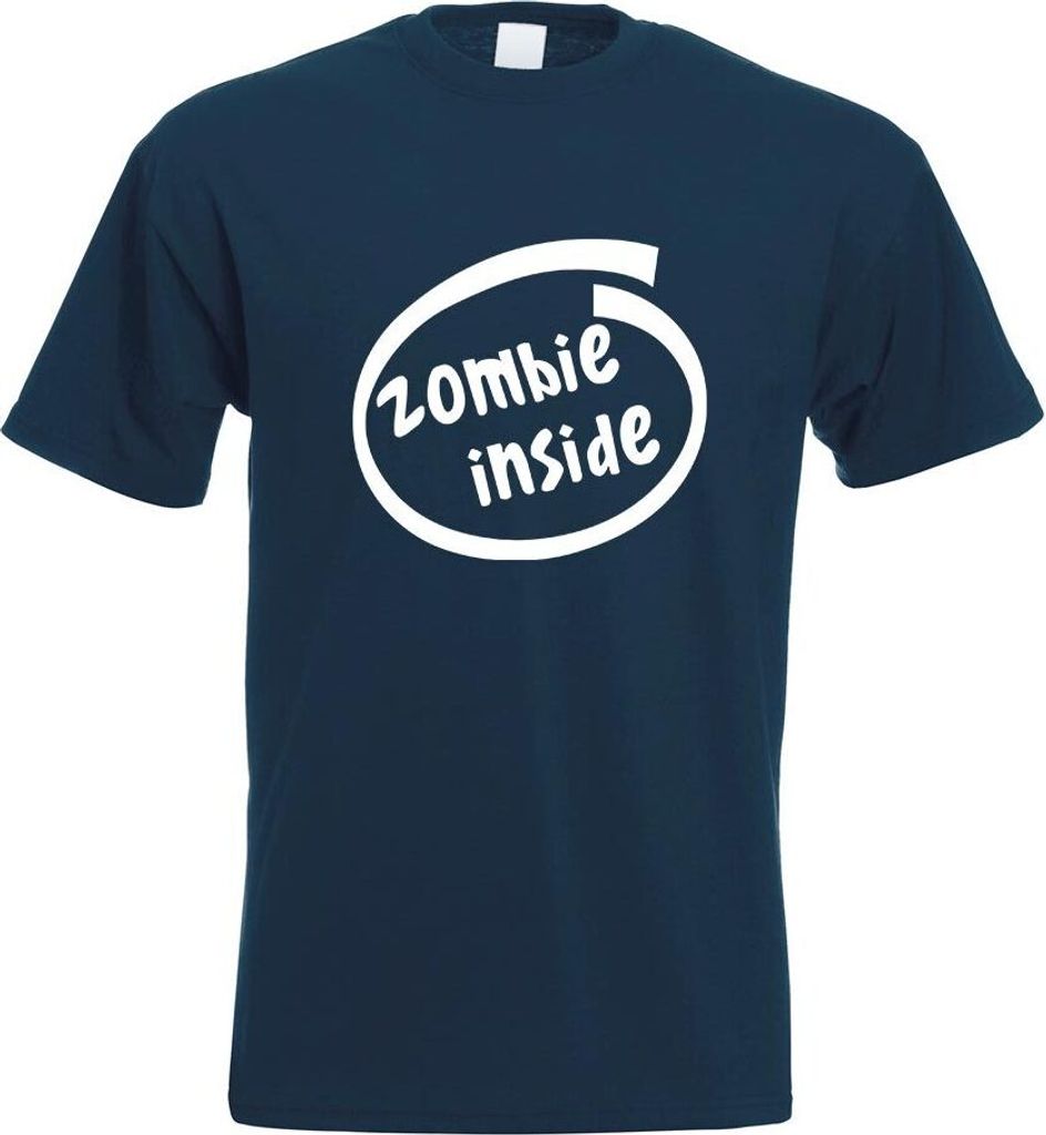 Kiwistar - T-Shirt - Navy - Zombie Inside Motiv Bedruckt Funshirt Design Print - mit Motiv Bedruckt - Funshirt Design - Sport - Freizeit - Herren - S
