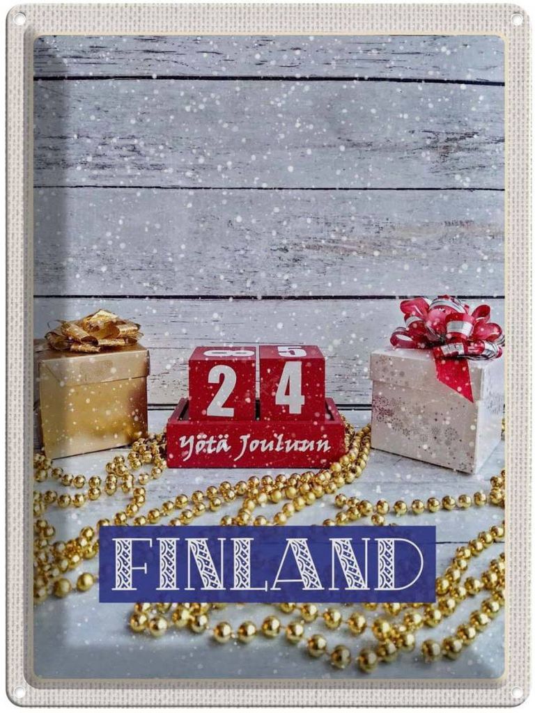 vianmo Blechschild 40x30 cm Finnland Waihnachten Yötä Jouluun Bildmotiv Reisemotiv Abenteuer Reisen Europa Urlaub