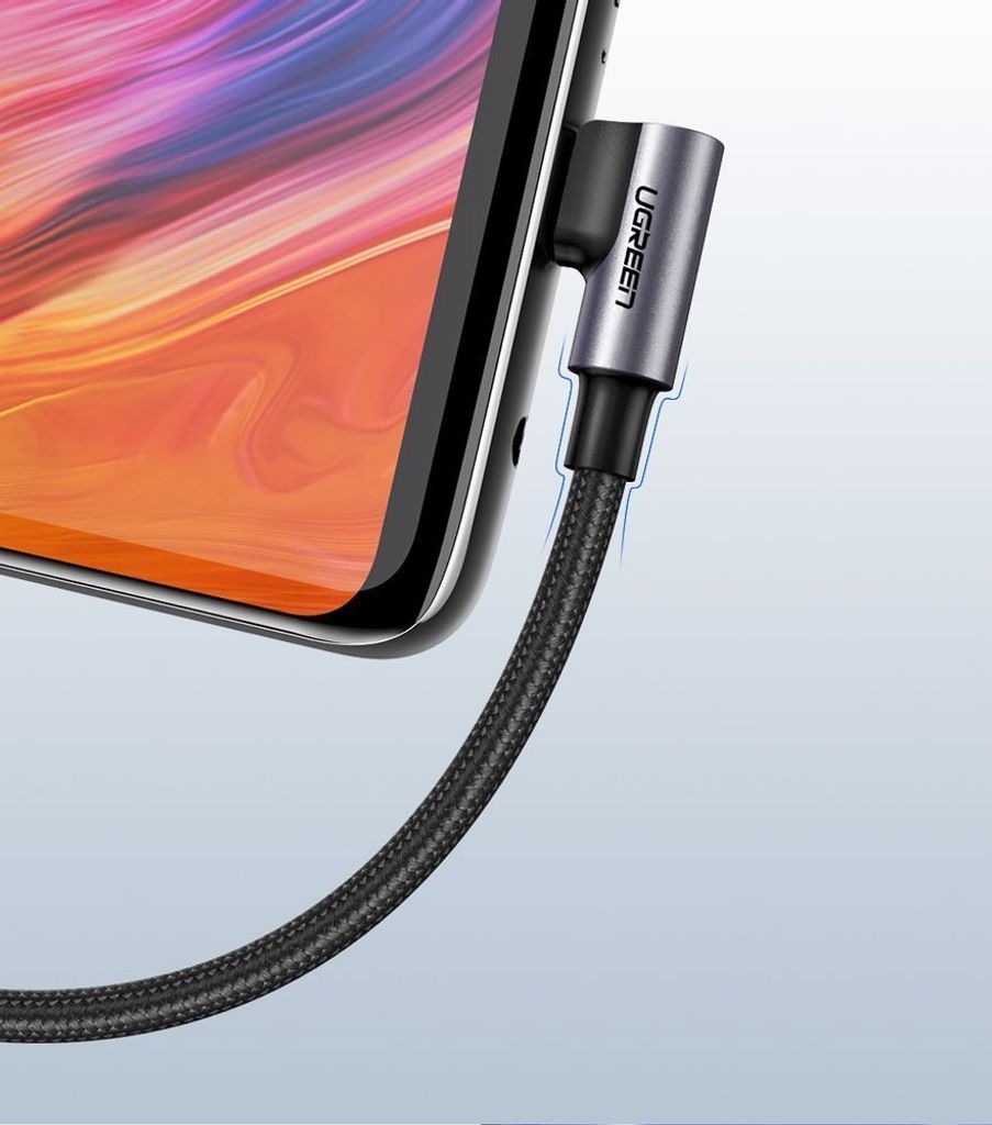 Ugreen Kątowy Kabel Przewód Usb - Usb Typ C 1M 3A Szary Zdjęcie produktu 14