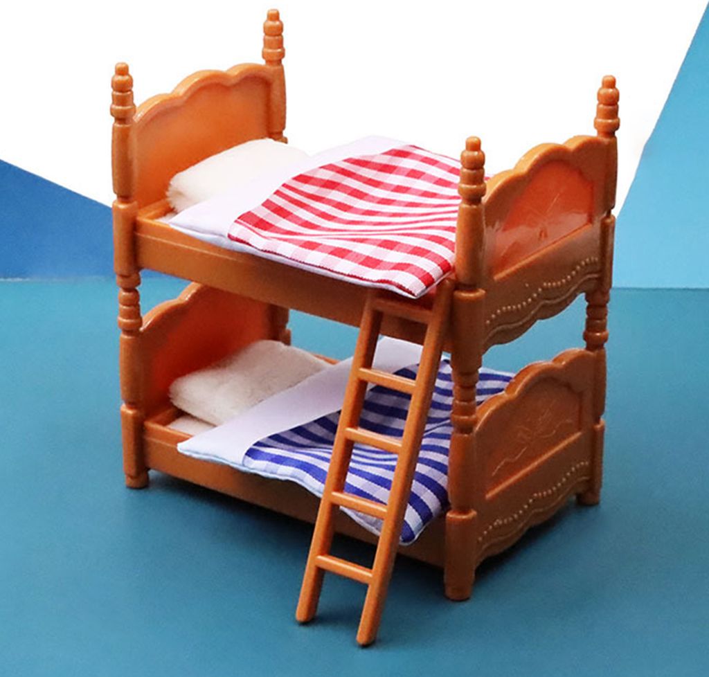 Dollhouse Bunk Bett kompakt Schöne PVC Doll House Simulation Doppelbett für Dekoration