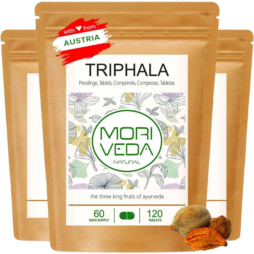 Triphala Tabletten 1000mg, Amla, Hiritaki, Bibhitaki, 6 Monate Vorrat, Vegan , 360 Stück von Moriveda