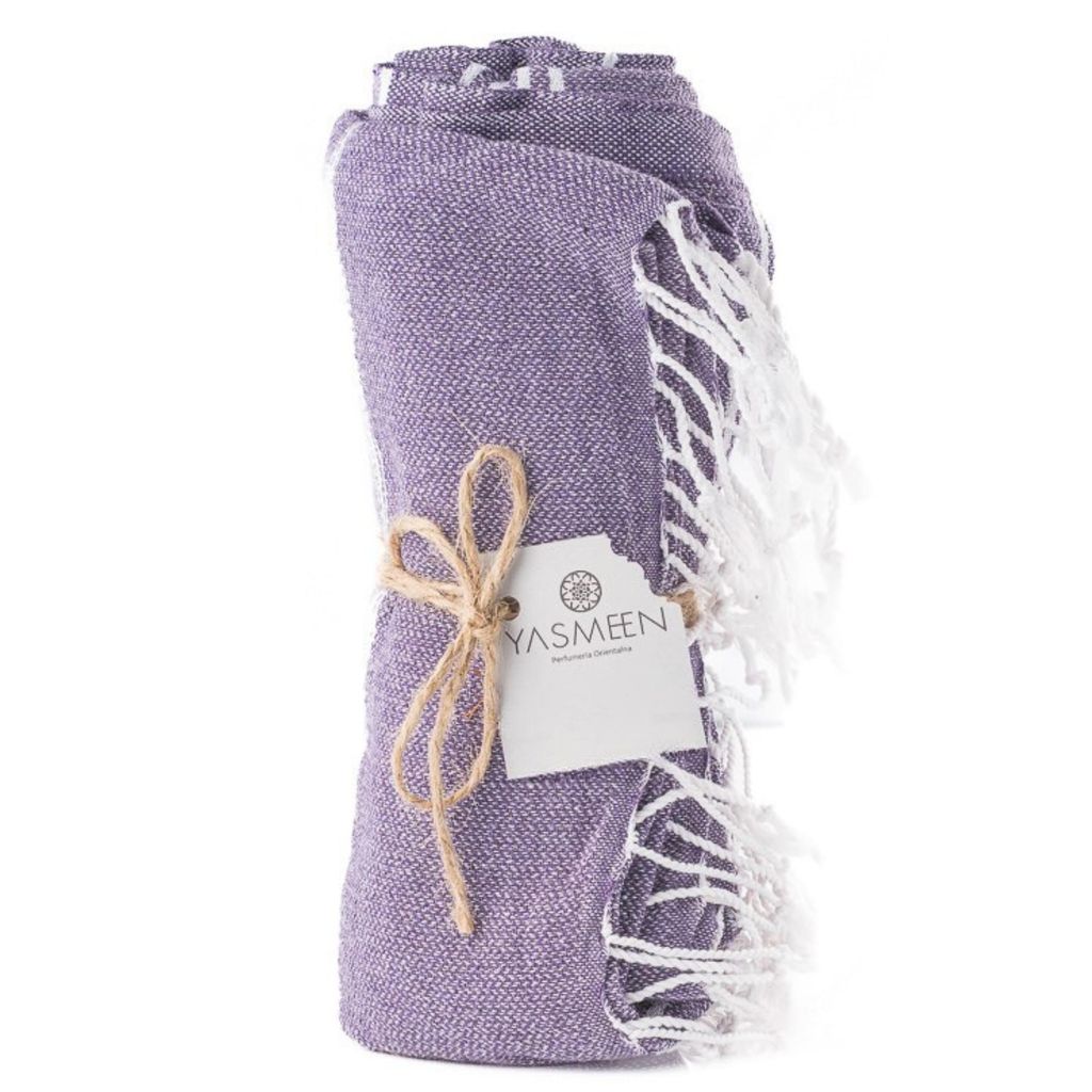 Badetuch 96 x 172 cm – 100% Baumwolle – 260 g/m² – Saunatuch – Strandtuch – Pestemal Hamamtuch - schnelltrocknend und leicht (Lila, 96x1...