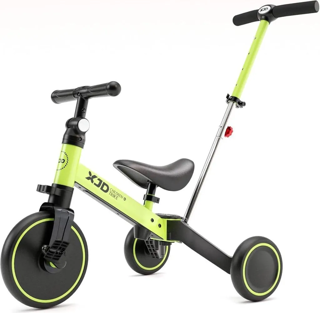 Tricycle évolutif pour bébé XJD Vert avec selle ajustable et 3 roues