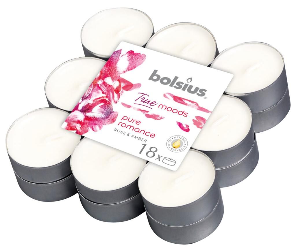 Bolsius True Moods Duftteelicht Pure Romance Rose und Amber 18 Stück