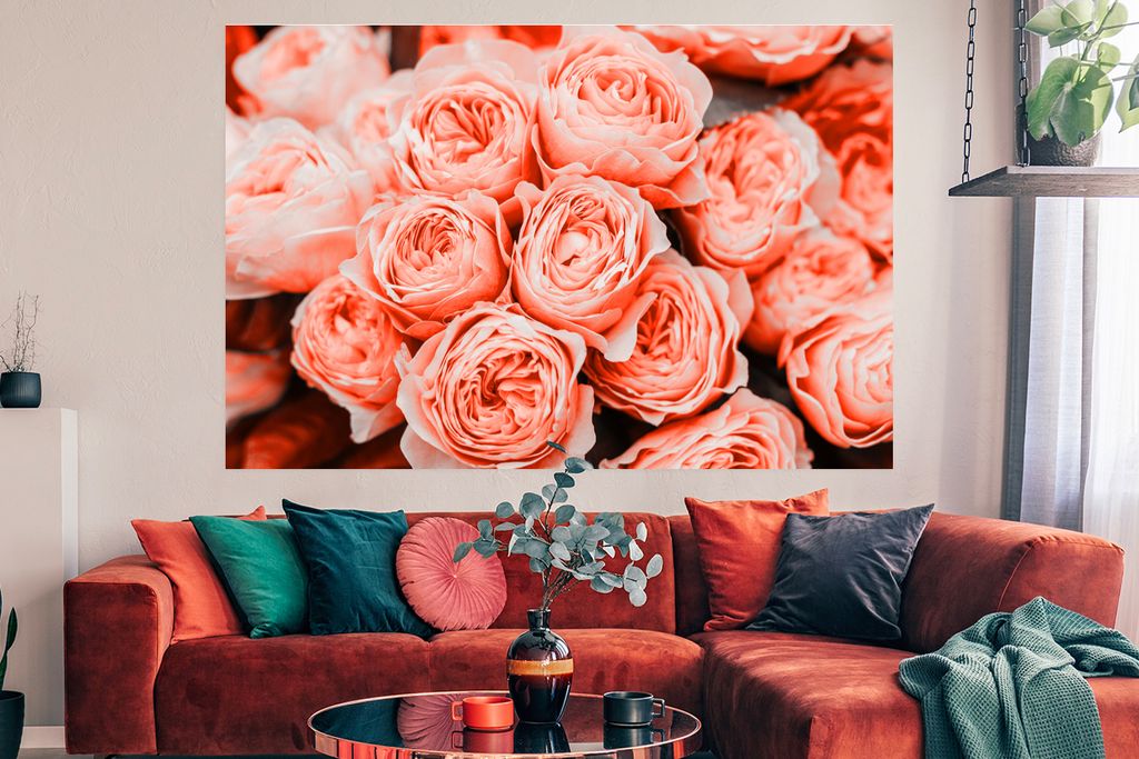 MuchoWow Poster Rosen - Blumenstrauß - Rosa 180x120 cm - Fotoplakat
