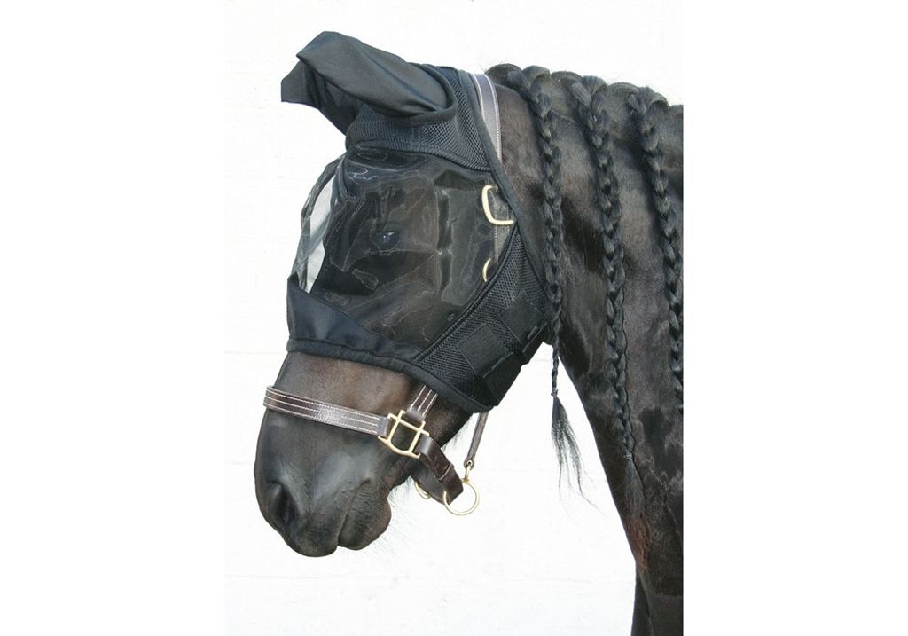 Harrys Horse Fliegennetz Gesichtsmaske Flyshield, schwarz, Größe:L