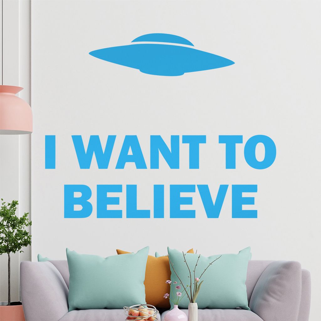 KIWISTAR I want to belive - Aliens Außerirdische Flugscheiben Angriff Wandtattoo in 6 Größen - Wandaufkleber Wall Sticker - Dekoration, Küche, ...