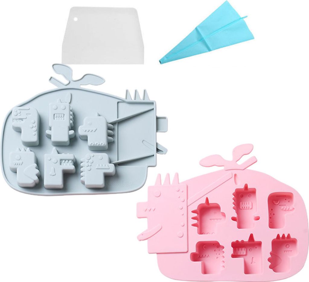 2 Stück Dinosaurier-Formen, Silikon-Kuchenformen, Niedliche Dinosaurier-Formen Für Karton, Dino, Schokolade, Süßigkeiten, Dessert, Mousse, Geb...