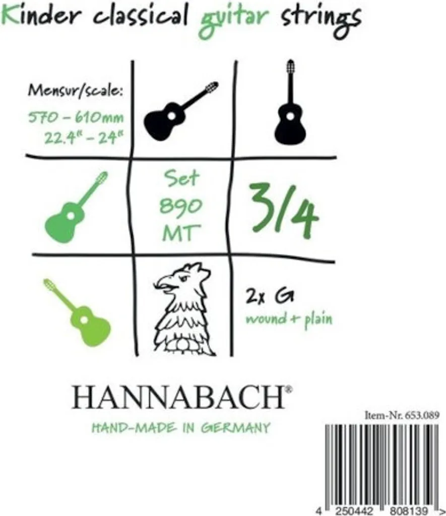 Hannabach 890MT cordes guitare 3/4 tension medium haute fidélité son