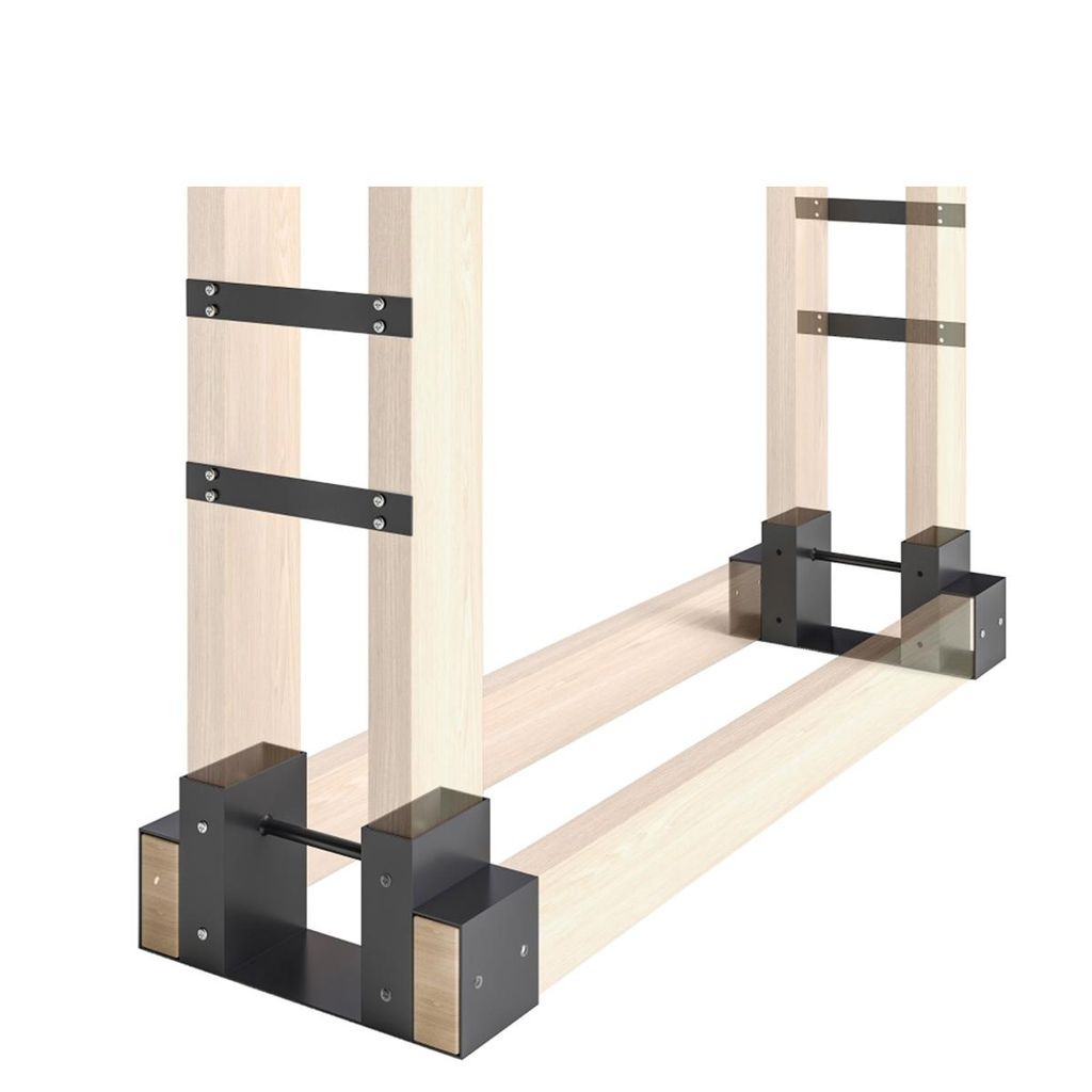 2er Set Kaminholzregal mit Verstellbar Länge Brennholzregal Feuerholzregal für innen 33,5 x 10 x 15,5cm Schwarz
