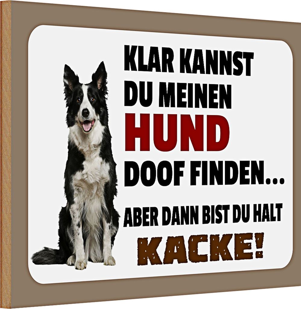 Holzschild Spruch 30x20cm klar kannst du Hund doof finden Produktbild 
