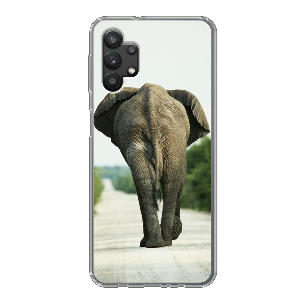 MuchoWow Handyhülle Schutzhülle Hülle für Samsung Galaxy A32 5G Elefant - Kröte - Tiere - Natur Silikon Softcase Handy Hülle - Softcase