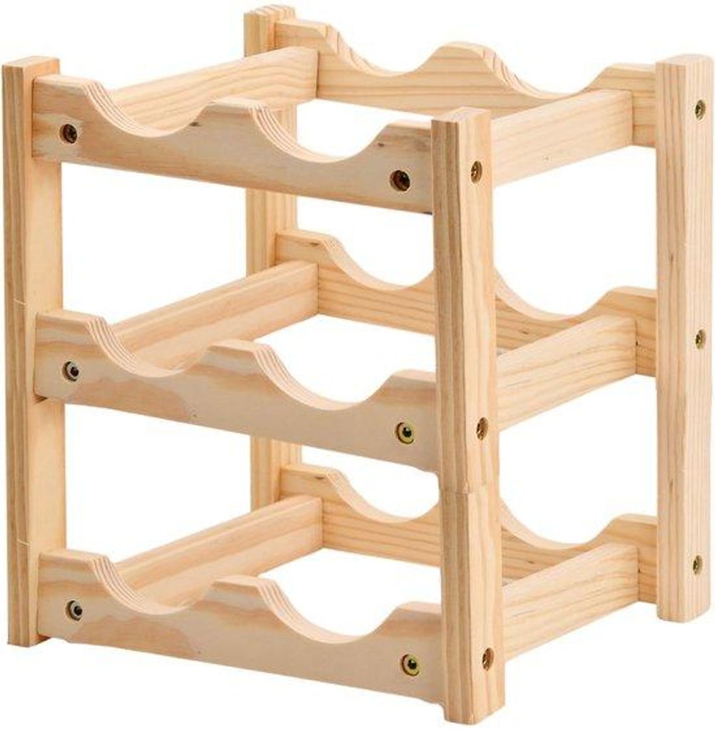 Holzweinregal 3-lagig für 6 Flaschen, Küche, Bar