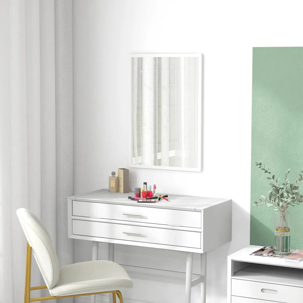Miroir mural blanc 50x70 cm - Cadre robuste et design minimaliste chic