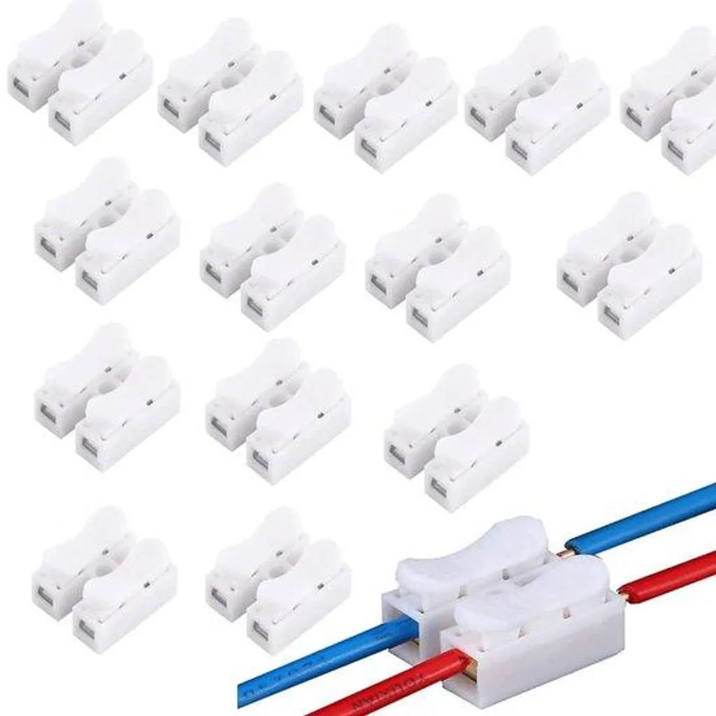 Connecteurs de câbles 2P CH-2, Lot de 100 - Rapides et sans soudure