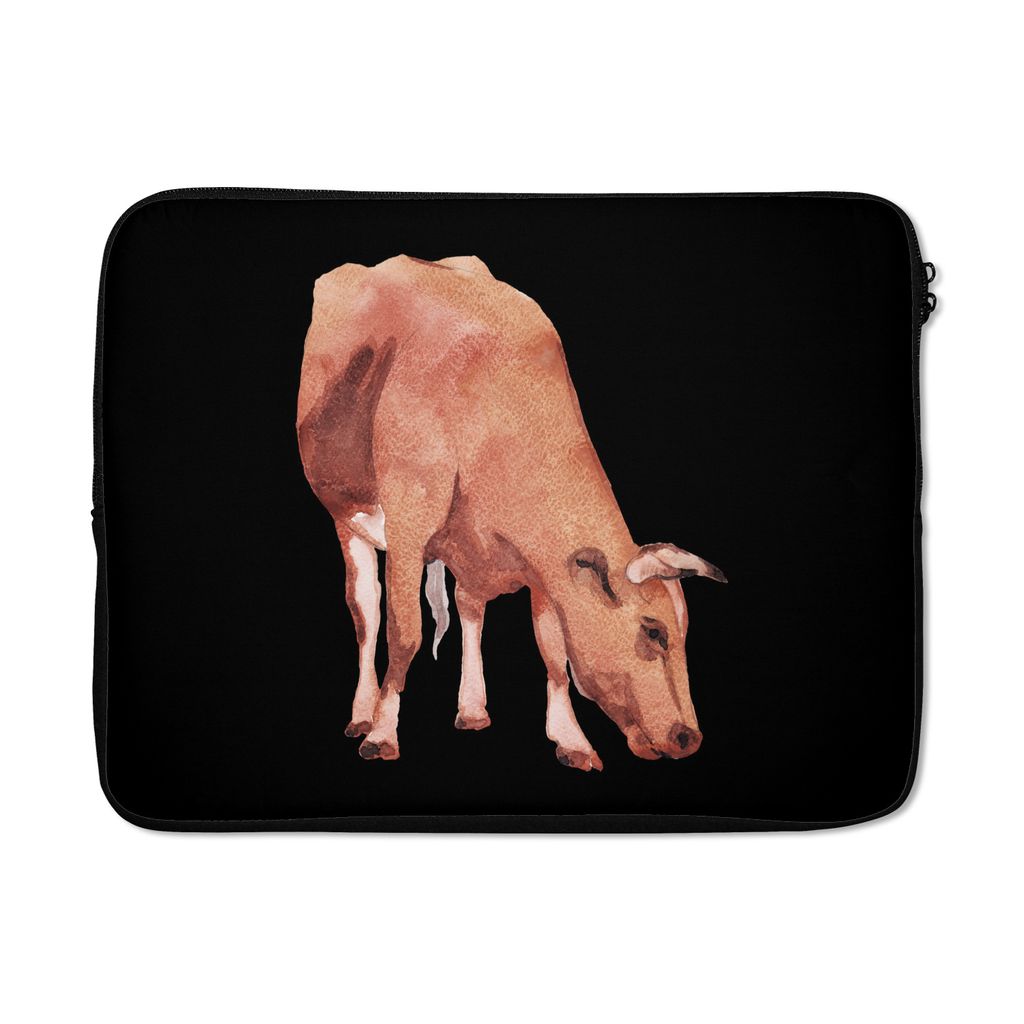 MuchoWow Laptop Hülle 15 Zoll Kuh - Braun - Makro Laptoptasche - Laptoptasche - Sleeve - Rundum-Schutz