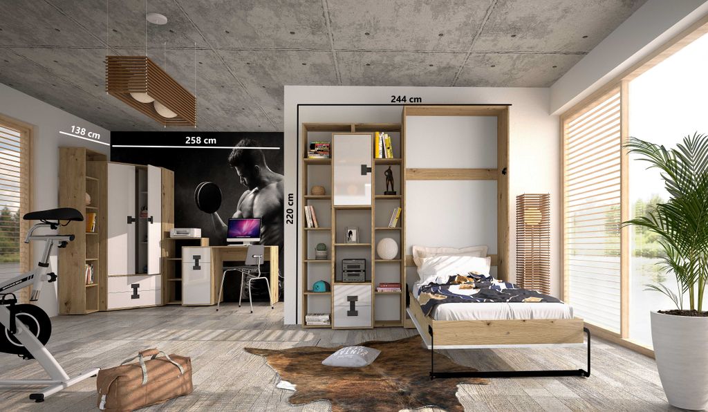 Kaiser Möbel Jugendzimmer Kinderzimmer komplett Set INDEX mit schrankbett