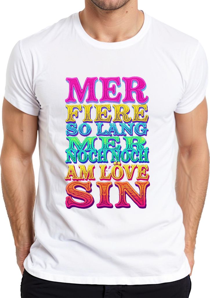 Kölsch Karneval Karnevalsjeck Mer fiere so lang Party Geschenk Herren T-Shirt, Weiß, L