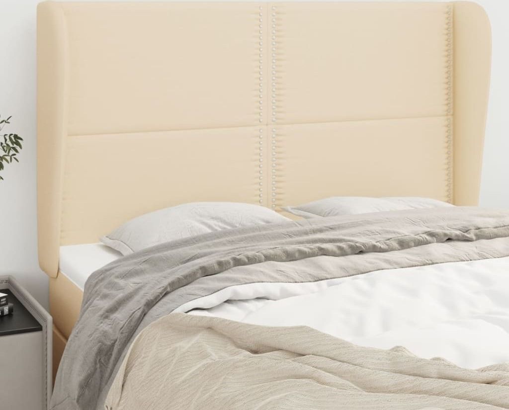The Living Store Kopfteil mit Ohren Creme 147x23x118/128 cm Stoff