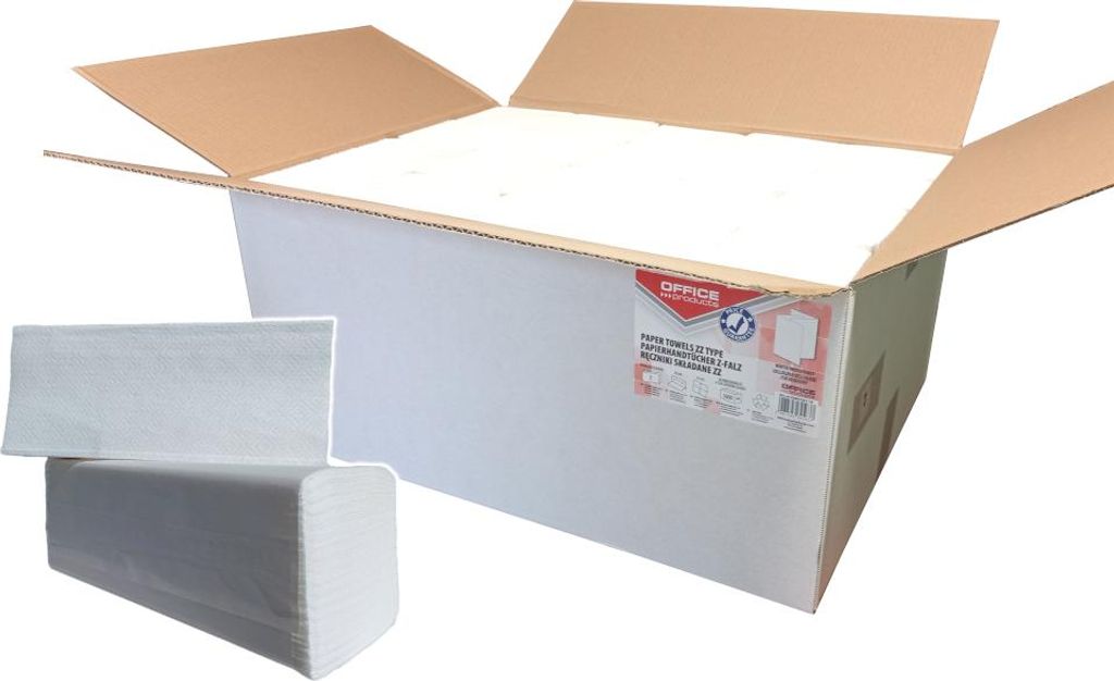ZZ Zellstofftücher KARTON OFFICE PRODUCTS, 2-lagig, 20x150 Blatt Weiß 22047261-14