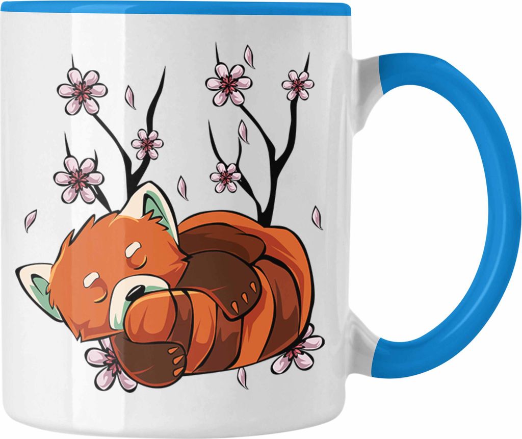 Trendation - Lustige Roter Panda Tasse - Ein süßes Geschenk für Panda-Liebhaber (Blau)