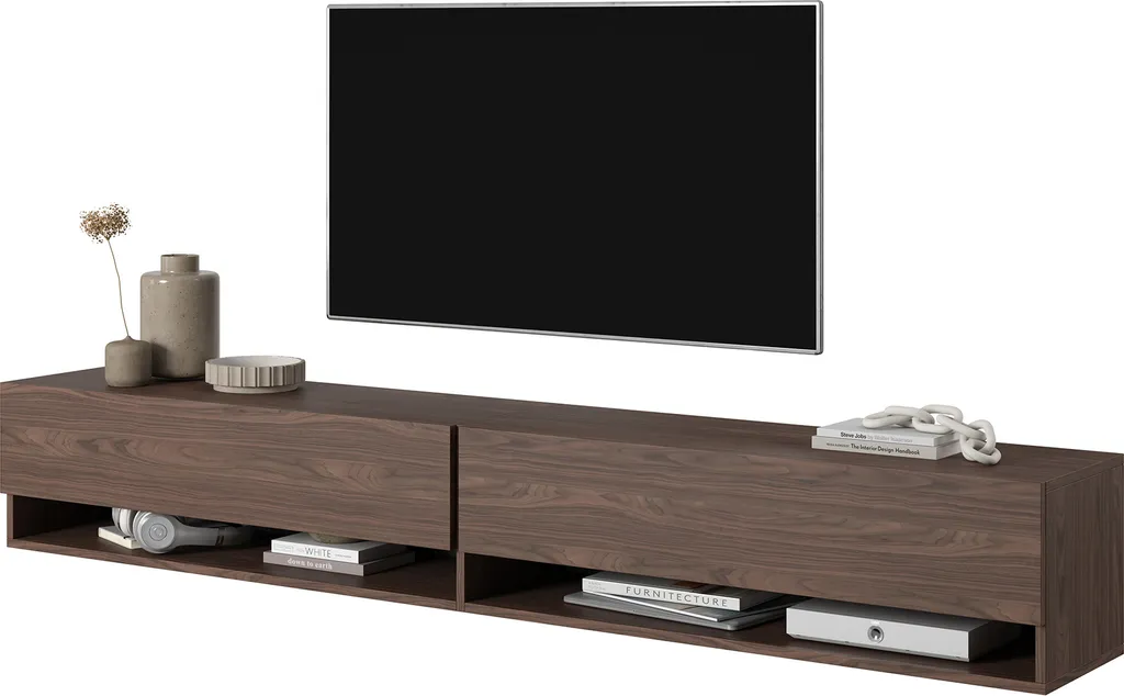 Selsey MIRRGO Meuble TV 200 cm Brun Noyer - Banc TV Design XL Moderne