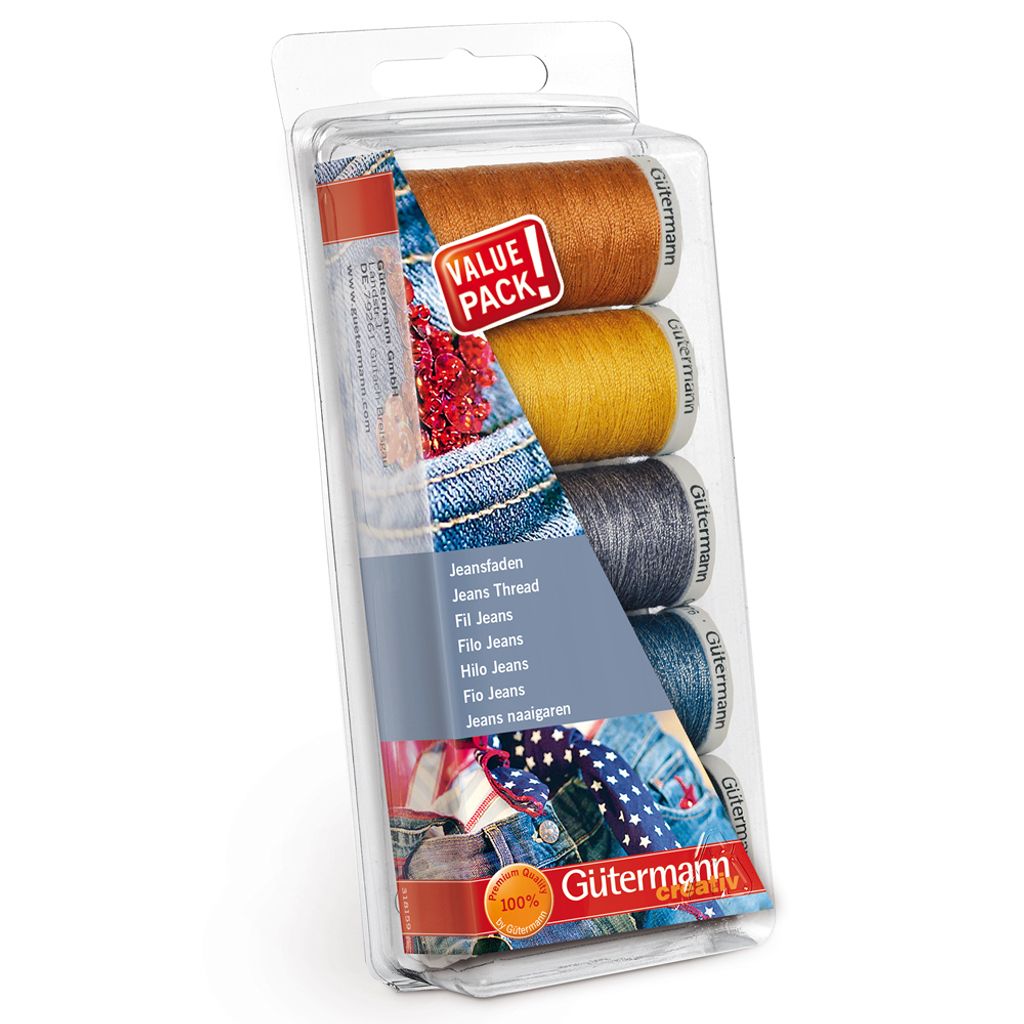 Gütermann Nähfaden-Set Jeans & Extra Stark 5 Spulen Produktbild 