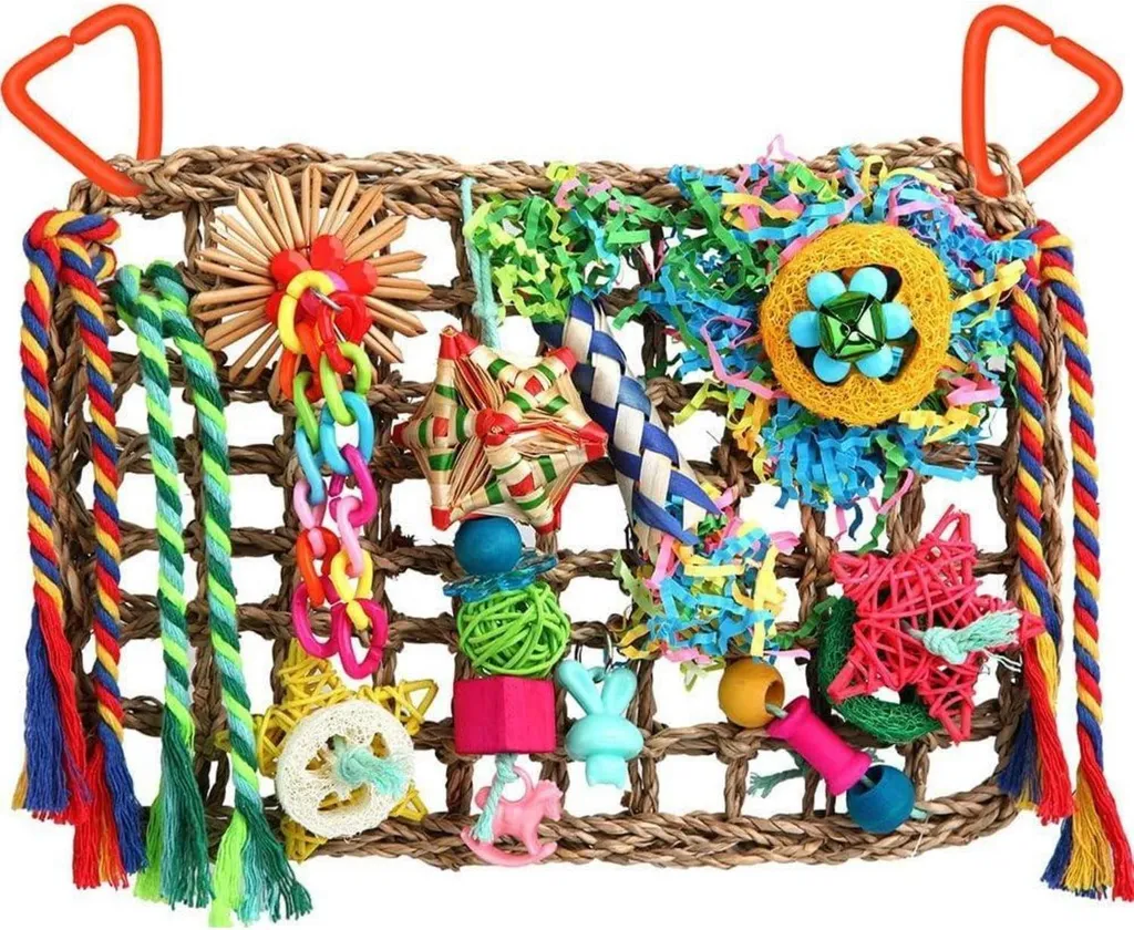 Aire de jeux oiseaux en bois naturel avec échelles pour cage nymphe