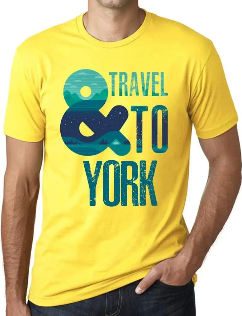 Herren Grafik T-Shirt Und Reisen nach York – And Travel To York – Öko-Verantwortlich Vintage Jahrgang Kurzarm Lustige Druck Geburtstag Geschen...