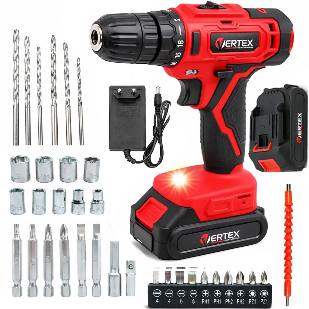 Avvitatore a Batteria Vertex VWK1832 18V 1.5Ah con Valigetta e Accessori
