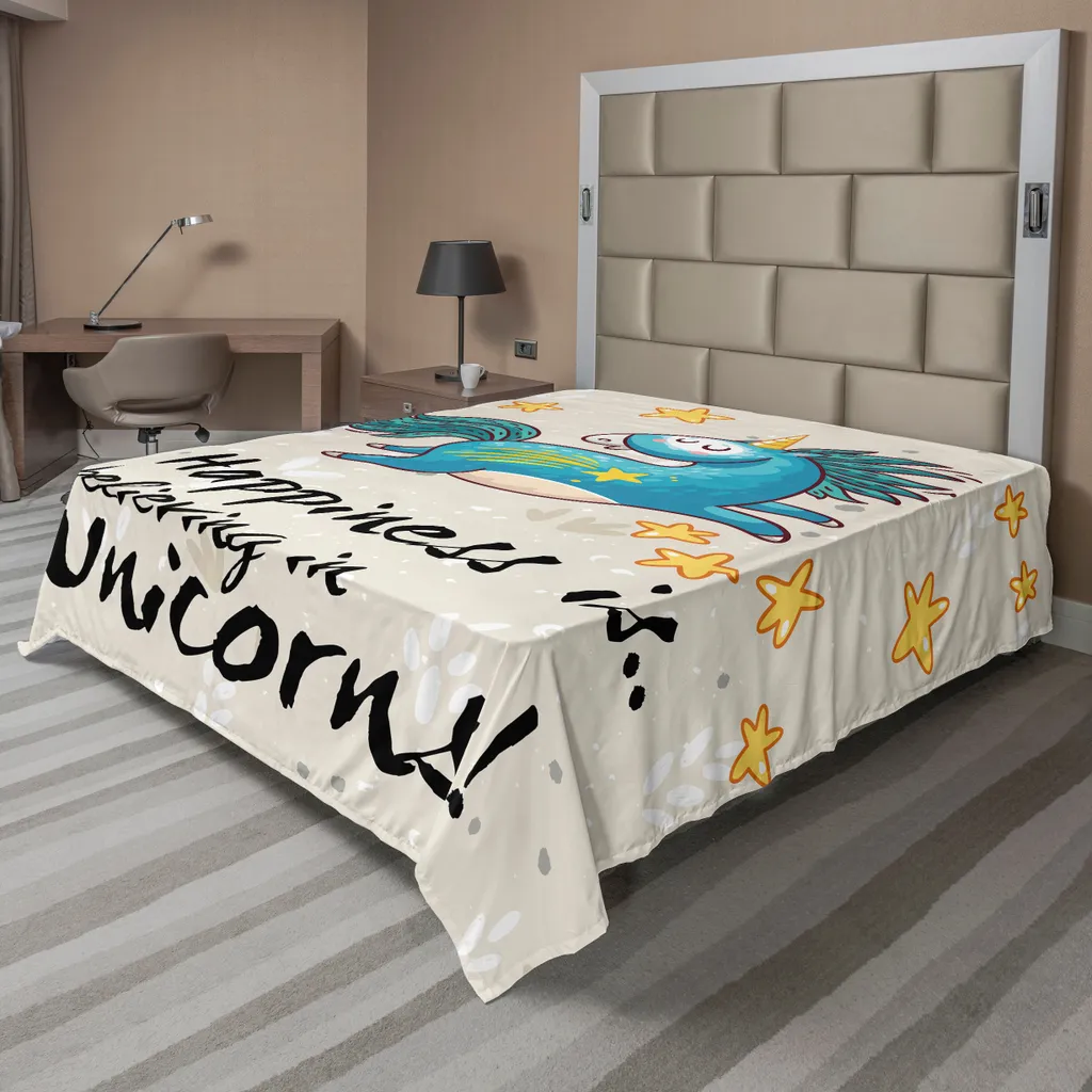 Drap de lit supérieur ultra doux motif licorne fantastique 275x260cm
