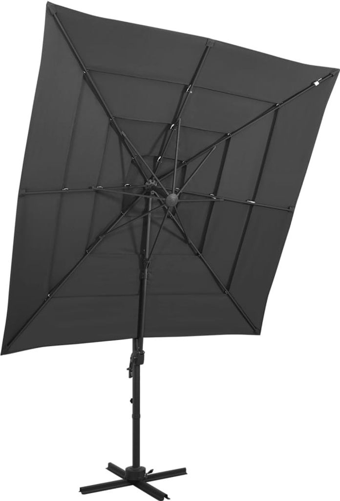 Sonnenschirm mit Aluminium-Mast 4-lagig Anthrazit 250x250 cm , Markisen Design 2024
