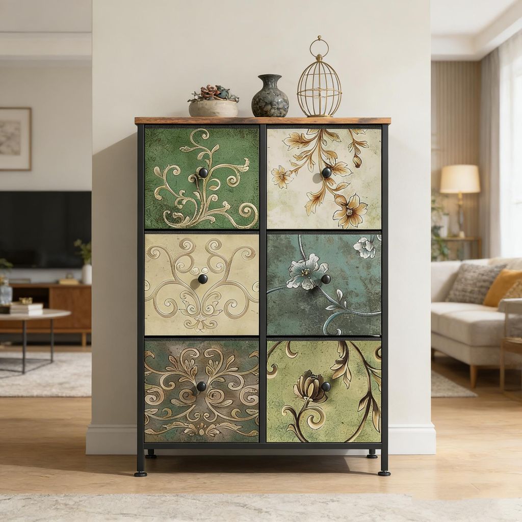 Cómoda retro INONEFT con 6 cajones, mueble aparador con Imagen del producto 