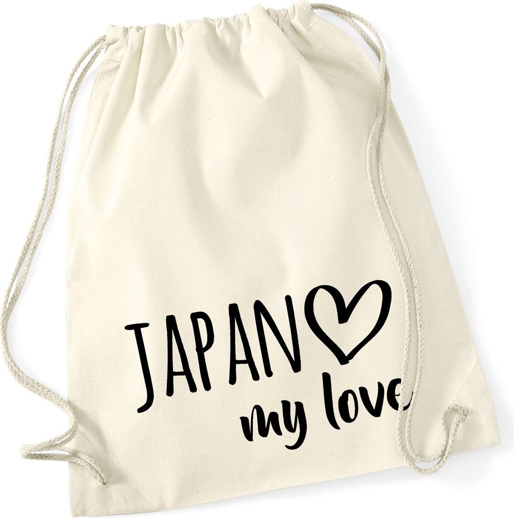 Huuraa Turnbeutel Japan my love 12 Liter Natural Baumwolle Rucksack Geschenkidee