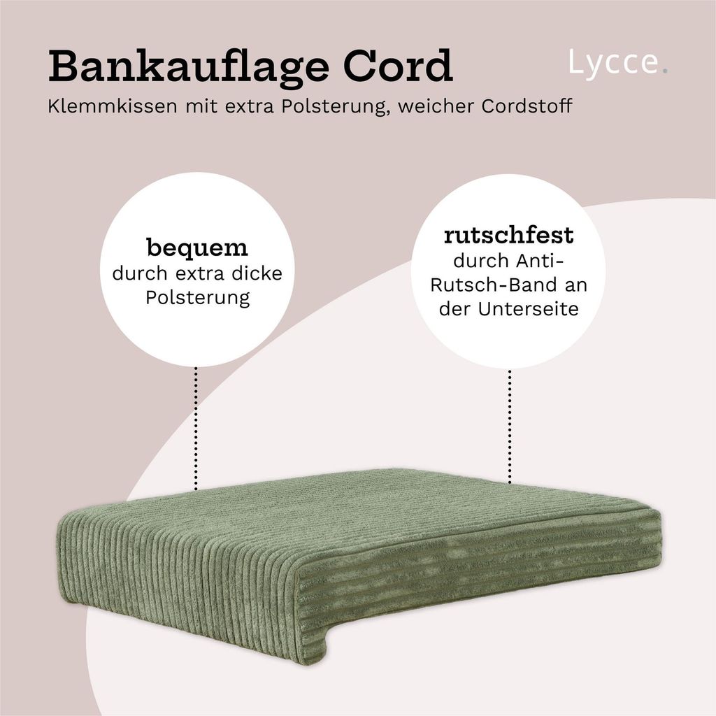 Lycce Bankauflage Klemmkissen 1 Leiste Cordstoff extra Produktbild 
